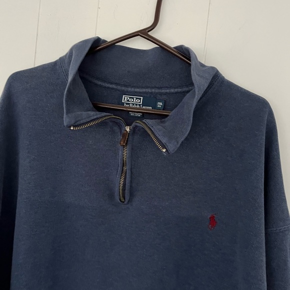 POLO by Ralph Lauren 1/4 Zip Pullover Navy Sweater Top Size 2XL Big - Picture 11 of 13